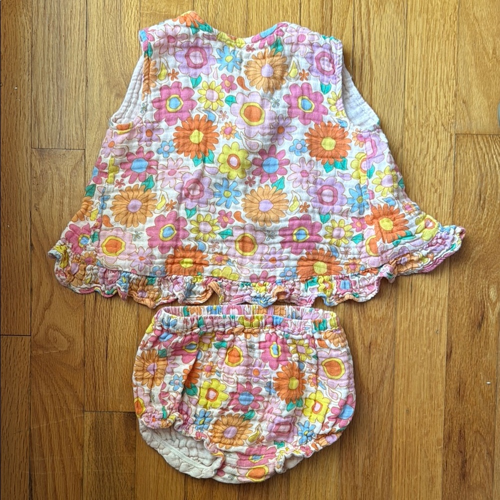 Floral Kids Dress and Bloomers Set